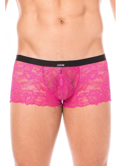 Mini-Pant magenta en dentelle et simili cuir - LM2002-68MAG