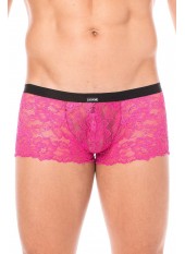 Mini-Pant magenta en dentelle et simili cuir - LM2002-68MAG