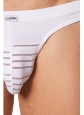 Slip brief blanc rayé opaque et transparent - LM906-61WHT