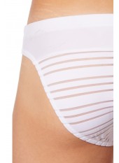 Slip brief blanc rayé opaque et transparent - LM906-61WHT