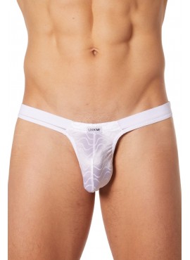 Slip brief blanc vagues satinées et fine maille - LM904-61WHT