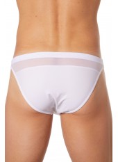 Slip brief blanc vagues satinées et fine maille - LM904-61WHT