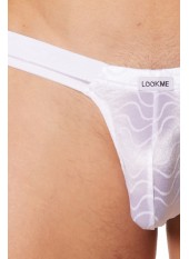 Slip brief blanc vagues satinées et fine maille - LM904-61WHT