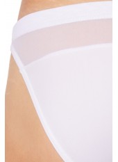 Slip brief blanc vagues satinées et fine maille - LM904-61WHT