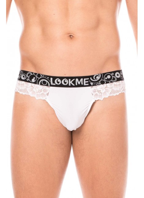 String blanc en dentelle délicate - LM2006-57WHT