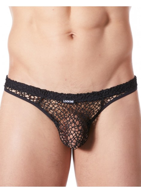 String noir sexy filet irrégulier fétichiste - LM810-57BLK