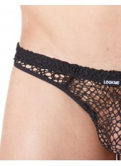 String noir sexy filet irrégulier fétichiste - LM810-57BLK