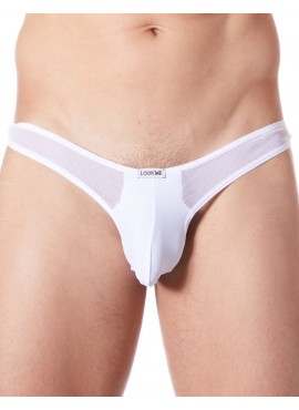 String blanc sexy avec fine résille - LM805-57WHT