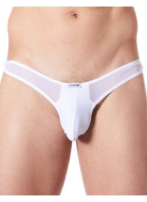 String blanc sexy avec fine résille - LM805-57WHT