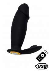 ACHILLE, Mini vibromasseur noir USB, forme pénis avec stimulation clitoridienne, avec télécommande - BQ158BLK