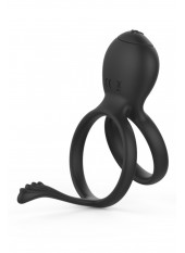 PEPIN, Cockring à double anneaux dans un silicone médical doux avec 1 mode de vibration - COR032BLK