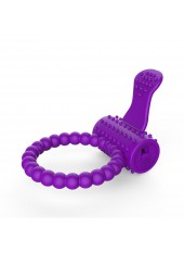 Anneau violet vibrant silicone avec langue picot - COR-018PUR