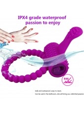 Anneau violet vibrant silicone avec langue picot - COR-018PUR