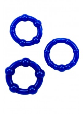 Pack 3 cockring bleus avec billes - CR-COR005BLU