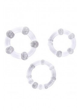 Pack 3 cockring transparents avec billes - CR-COR005CLE